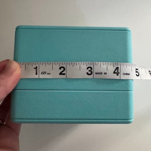 Tiffany & Co Lux Leather Blue Hinged Jewelry Watch Presentation Box Square - Picture 9 of 10